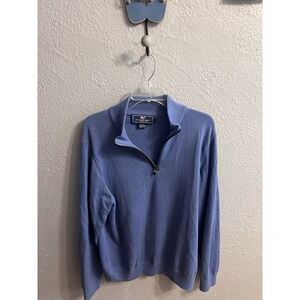 Mens Vineyard Vines Pullover By Shep And Ian Size Large  1/4 Zip Sweater‎ Blue